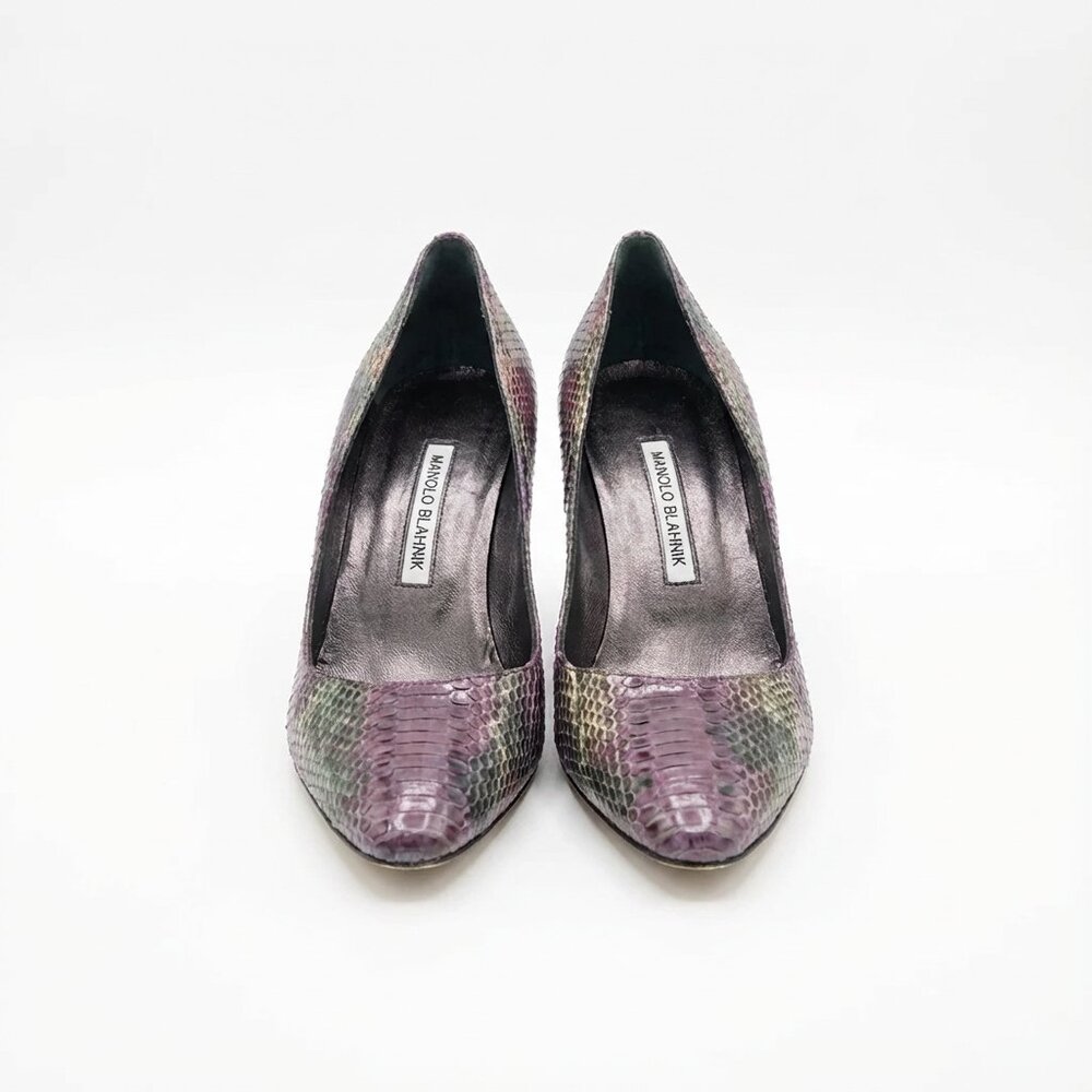 Rare Manolo Blahnik Elegant Purple Snakeskin Python Heels 41